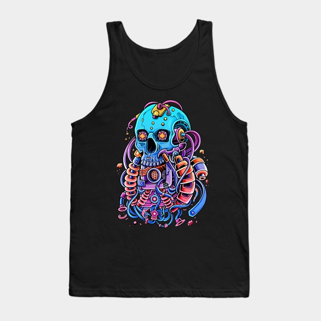 Optical Cyber Skull Tank Top by Efexampink